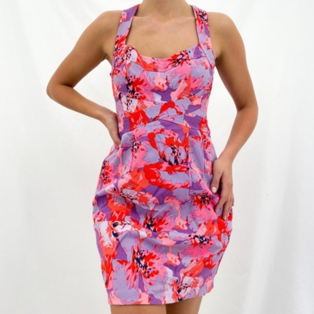 Nanette Lepore,Size4,Pink and Red Floral Mini Dress